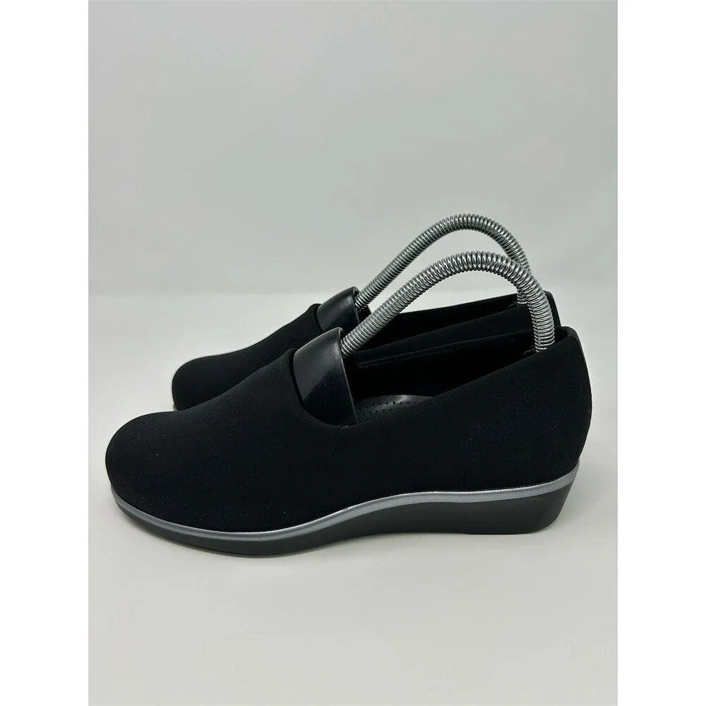 SAS Bliss Womens Slip-On Loafers Black Comfort Wedge Tripad Support Size 6.5W
